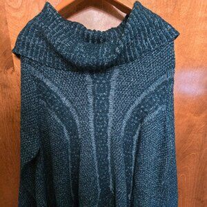 Roaman's Woman's Cowl Neck Tunic Length Long Sleeve Green Sweater 1X (22-24)